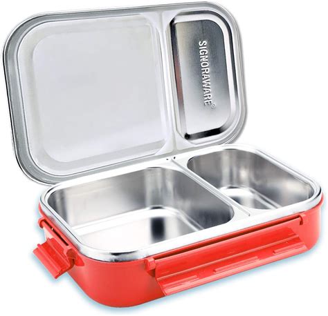 multi compartment lunch box stainless steel|two compartment lockable lunch box.